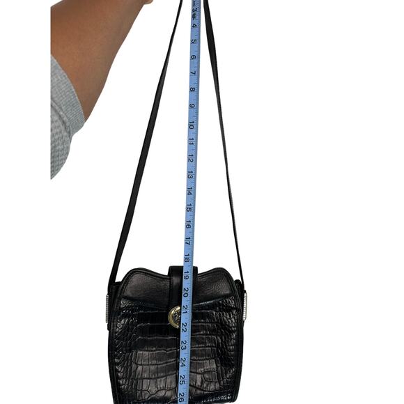 Brighton Vintage Black Croc Embossed Leather Basic Crossbody Purse Basic - Picture 11 of 14